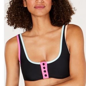 Hula Honey Colorblock Trimmed Bikini Top